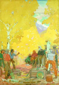 "Miners Court" mural by Allen Tupper True